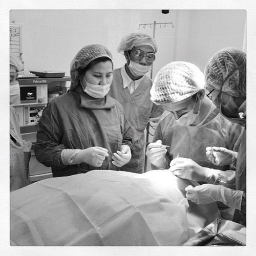 Doctors performing surgery